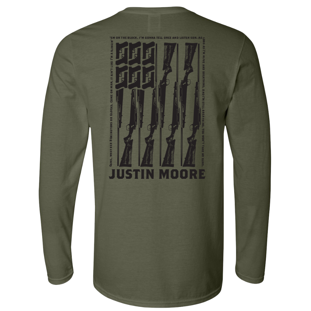 Justin Moore Long Sleeve Military Green Guns Tee – Richards