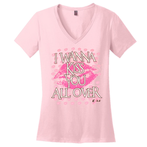 Exile Kiss You All Over Pink V Neck Tee