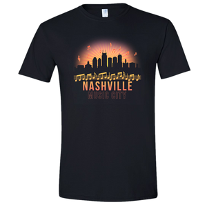 Black Nashville Music City Skyline Tee