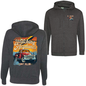 Gary Allan Charcoal Zip Up Watching Airplanes Hoodie