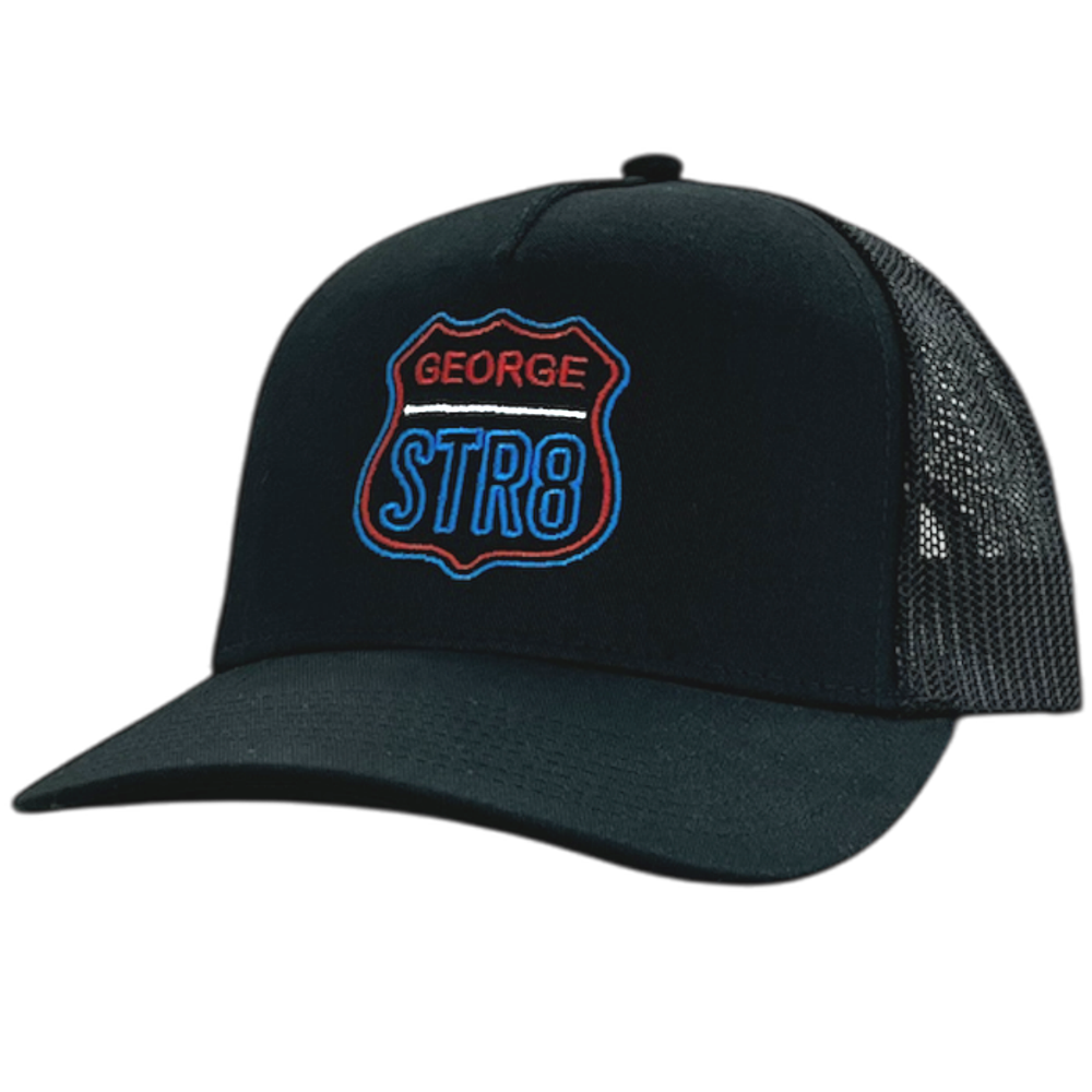 George Strait Black Road Sign Ballcap