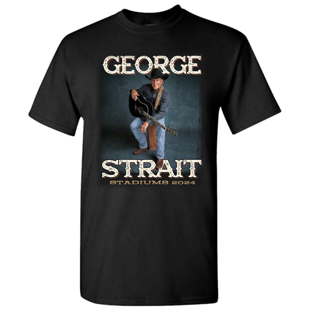 George Strait Black Photo (Sitting) Tee