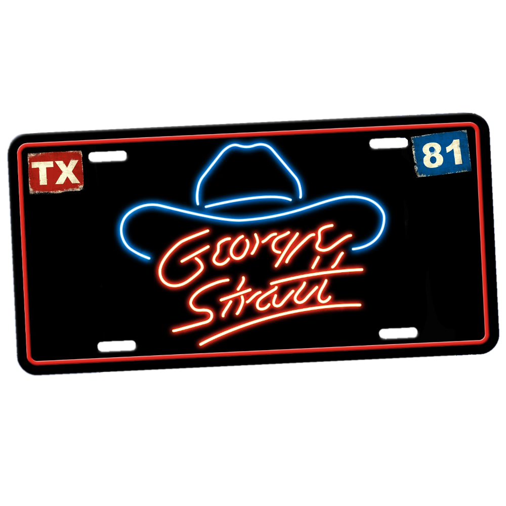 George Strait Neon Hat License Plate
