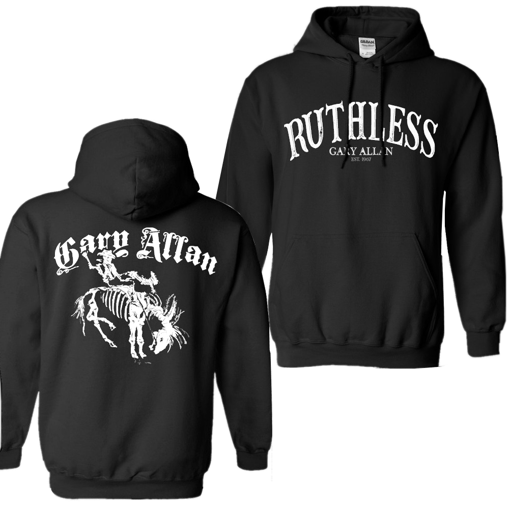 Gary Allan Black Pullover Ruthless Hoodie (White Imprint)
