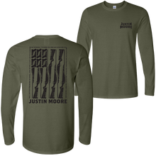 Load image into Gallery viewer, Justin Moore Long Sleeve Military Green Guns Tee
