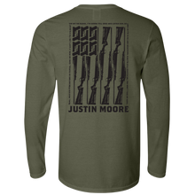 Load image into Gallery viewer, Justin Moore Long Sleeve Military Green Guns Tee
