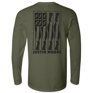 Justin Moore Long Sleeve Military Green Guns Tee