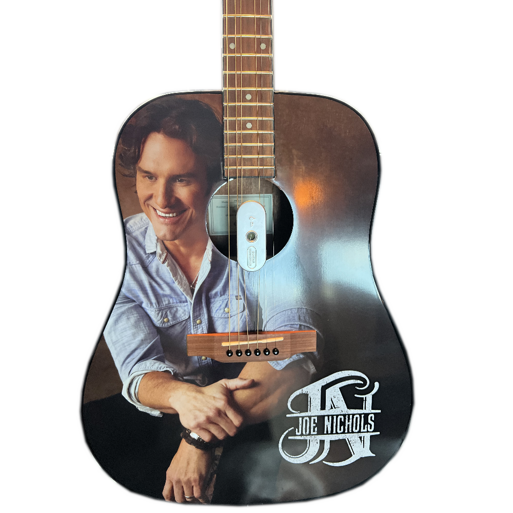 Joe Nichols Signed and Personalized Guitar- Denim Shirt (Smiling)