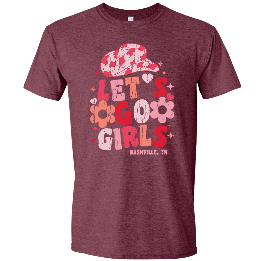 Heather Maroon Let's Go Girls Tee