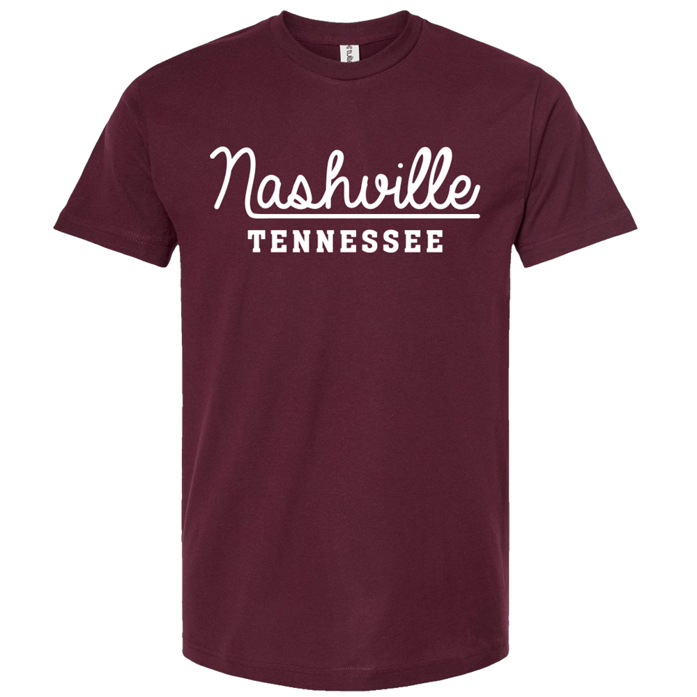 Maroon Nashville Script Tee