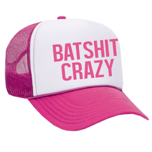 Load image into Gallery viewer, Priscilla Block Hot Pink Batshit Crazy Trucker Hat
