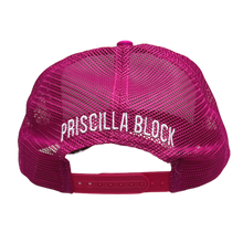 Load image into Gallery viewer, Priscilla Block Hot Pink Batshit Crazy Trucker Hat
