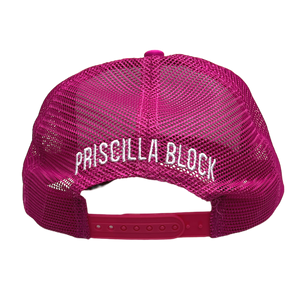 Priscilla Block Hot Pink Batshit Crazy Trucker Hat