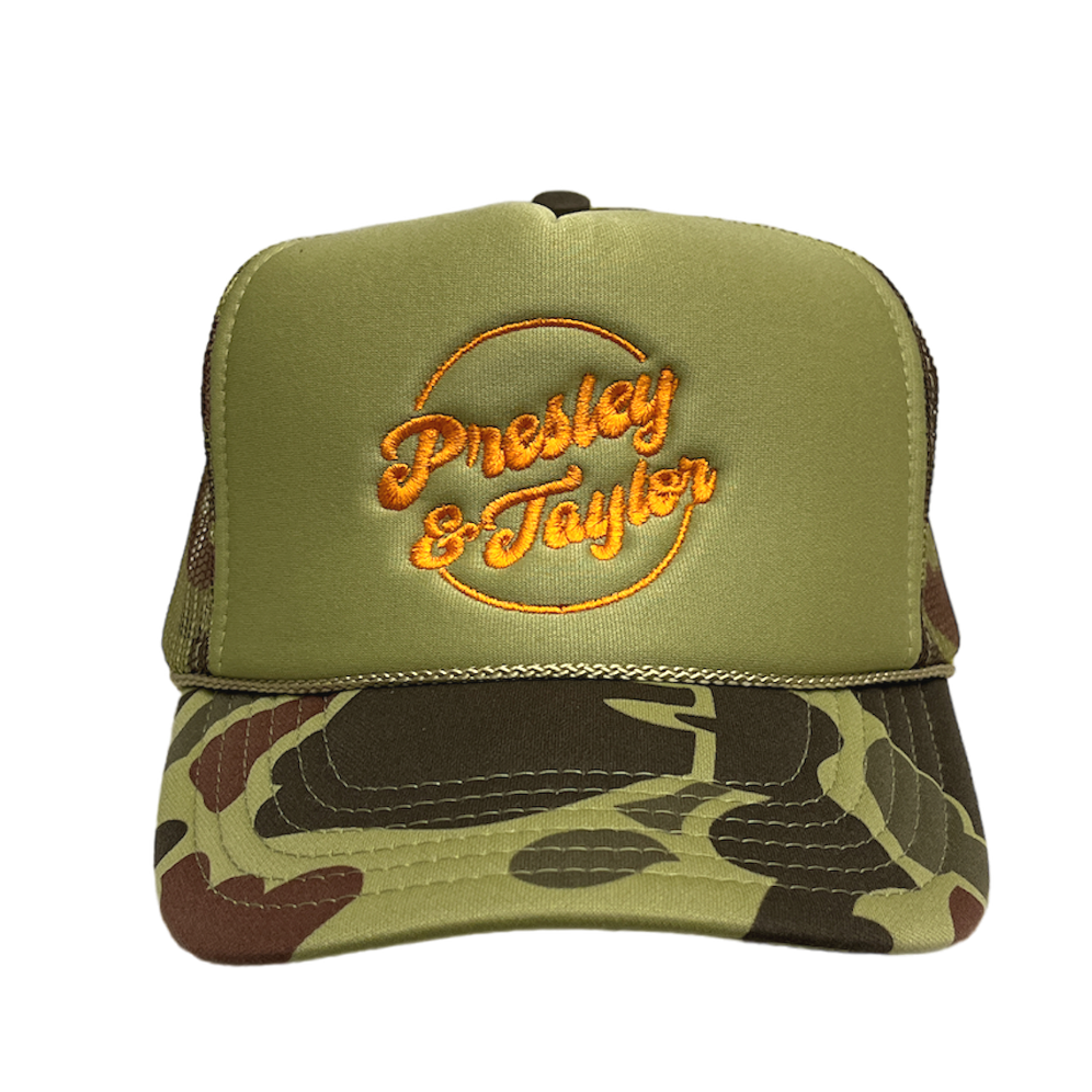 Presley & Taylor Camo Trucker Logo Hat