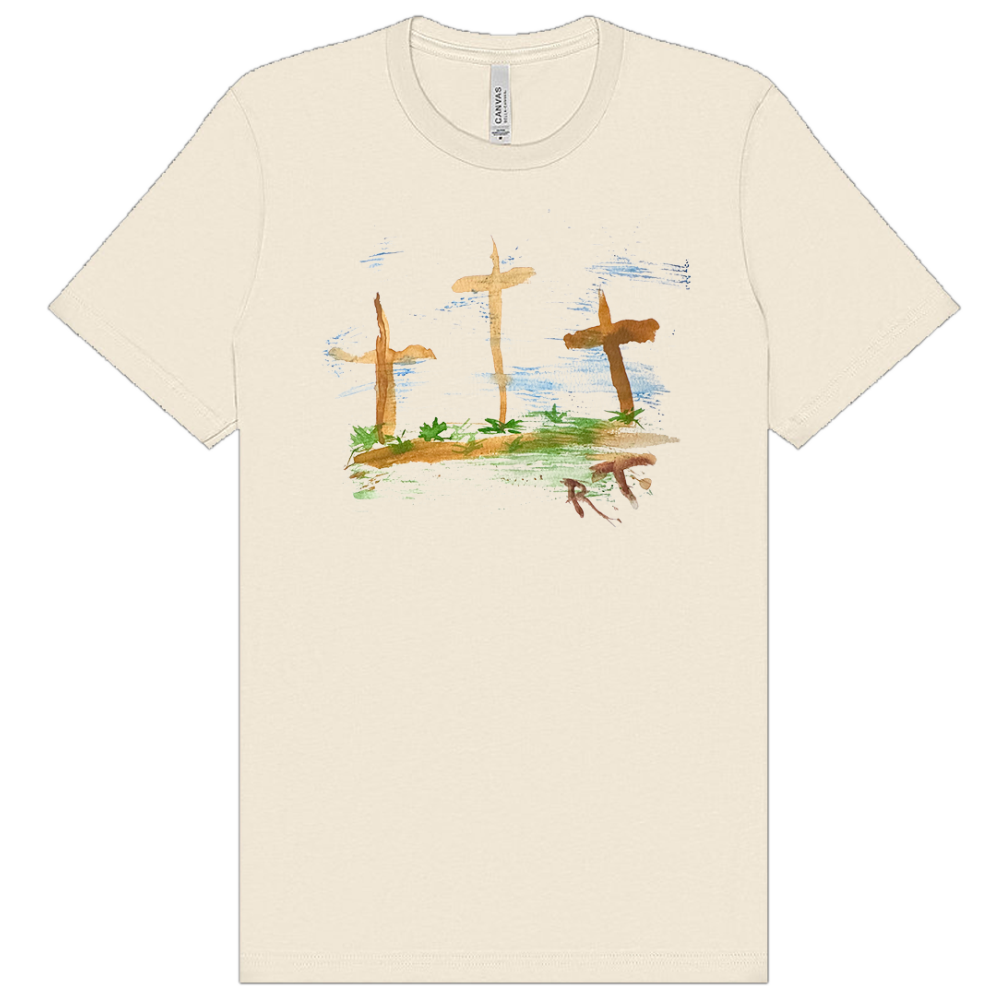 Randy Travis Natural Three Wooden Crosses Artwork Tee