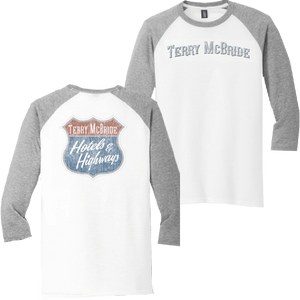 Terry McBride White and Grey Raglan Tee