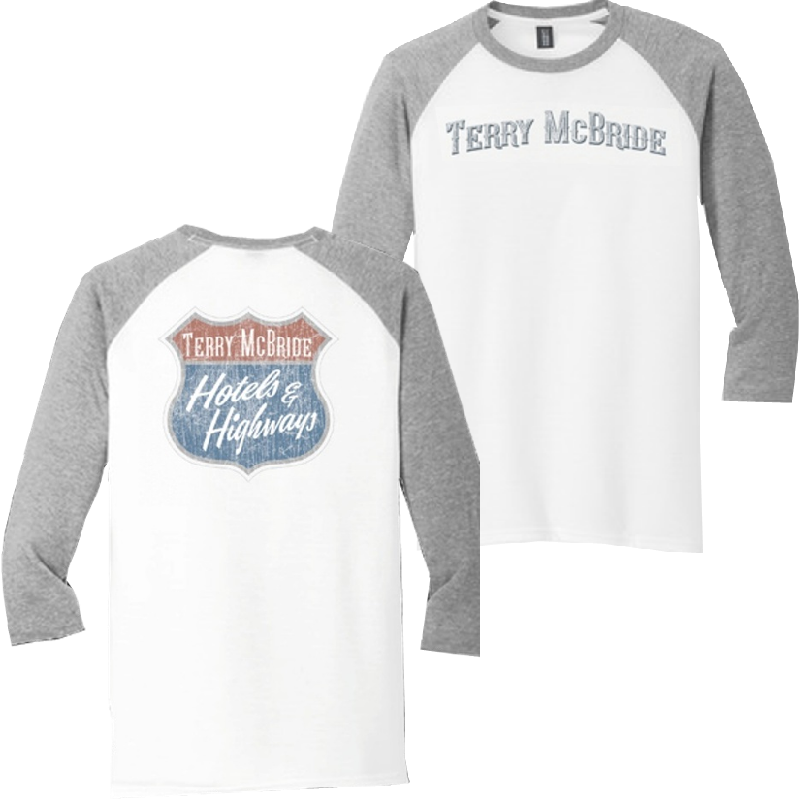 Terry McBride White and Grey Raglan Tee