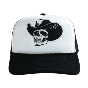 Tyler Rich White and Black Skeleton Cowboy Trucker Hat