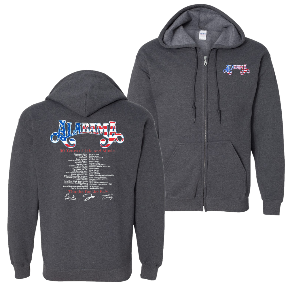 Alabama Dark Heather Zip Up Hoodie