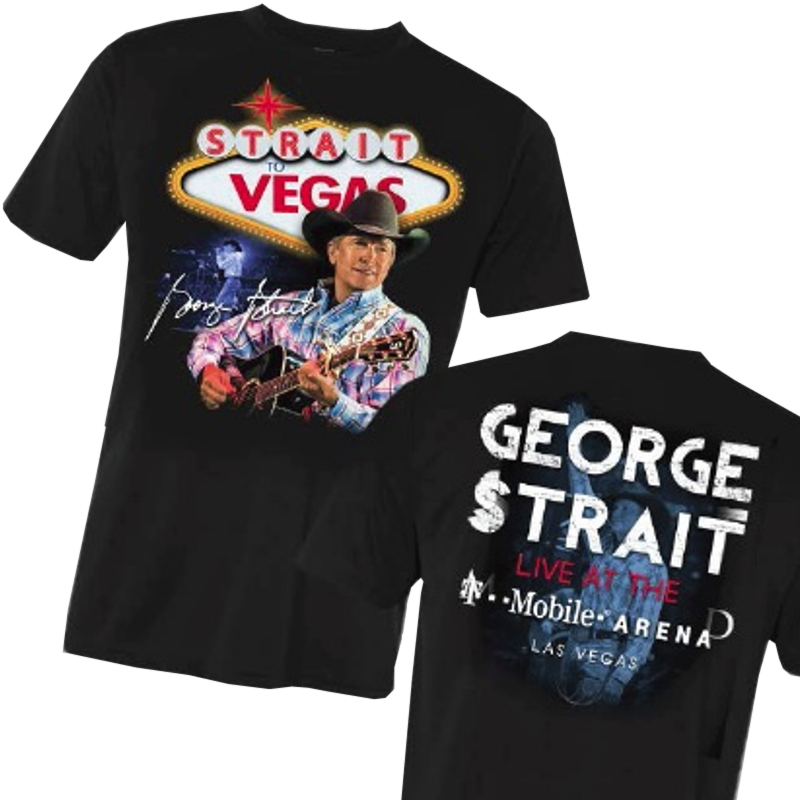 George Strait To Vegas Black Tee