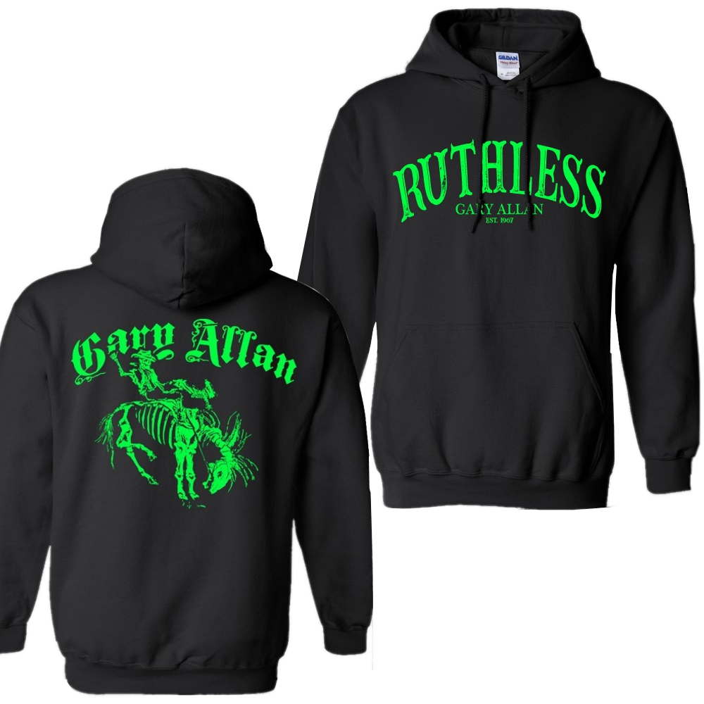 Gary Allan Black Pullover Ruthless Hoodie (Green Imprint)