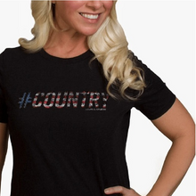 Load image into Gallery viewer, Hashtag Country Ladies Ameican Pride Black Tee
