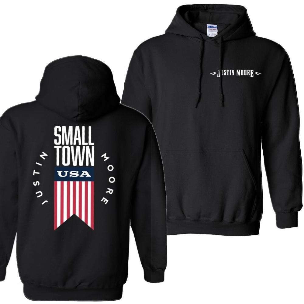 Justin Moore Small Town USA Black Pullover Hoodie