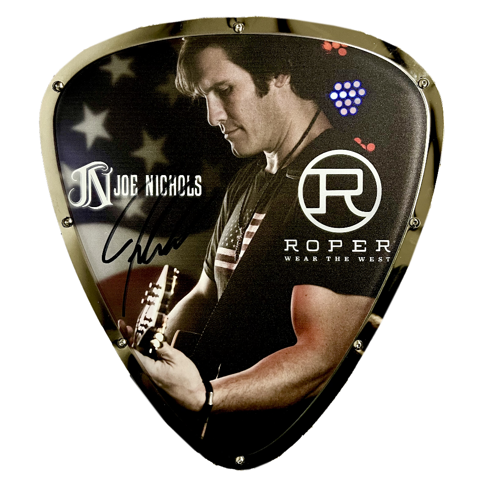 Joe Nichols with Flag Signed Pick Sign