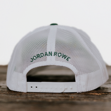 Load image into Gallery viewer, Jordan Rowe Green and White Support Local Farmers Hat
