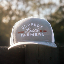 Load image into Gallery viewer, Jordan Rowe Light Grey and White Support Local Farmers Hat
