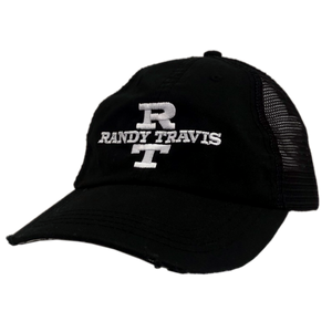 Randy Travis Black White Logo Distressed Ballcap