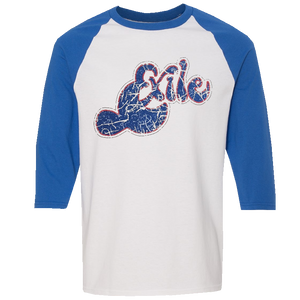 Exile White and Royal Baseball Tee