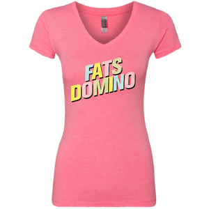 Fats Domino Ladies Heather Neon Pink Logo Tee