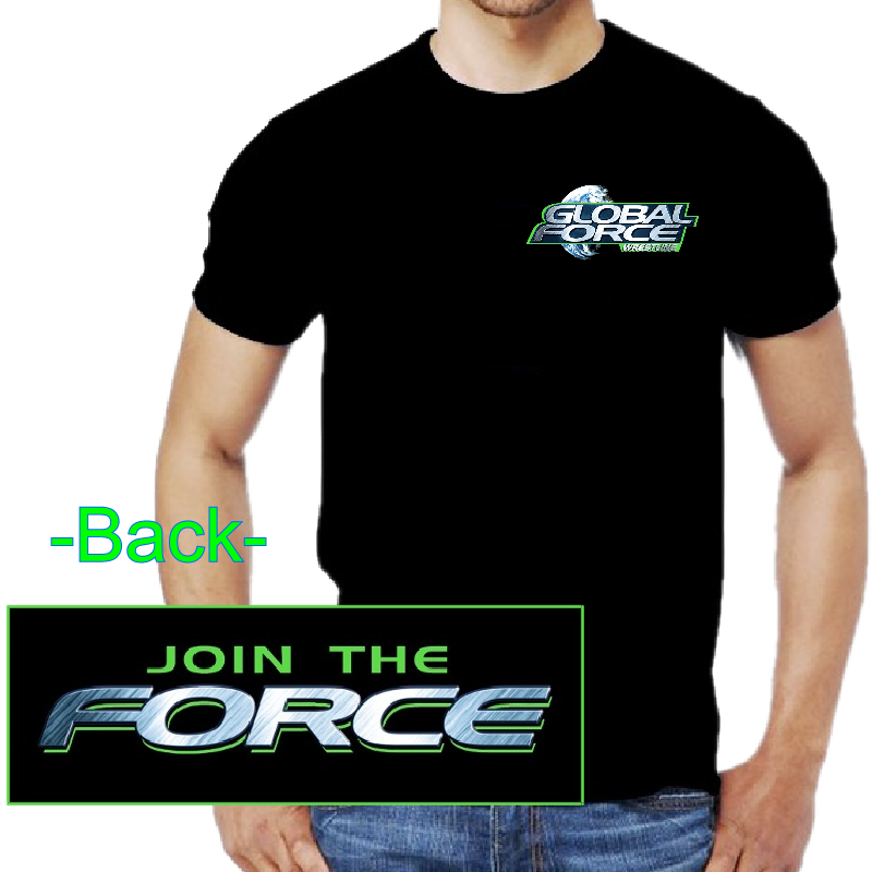 Global Force Wrestling Black Tee- Front Left Chest Logo
