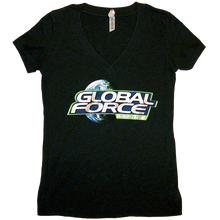Load image into Gallery viewer, Global Force Wrestling Ladies Heather Black V Neck Tee
