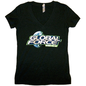 Global Force Wrestling Ladies Heather Black V Neck Tee