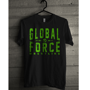 Global Force Wrestling Black Tee- Green Logo