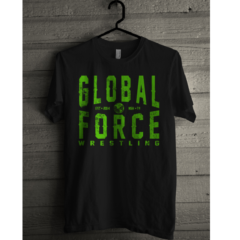 Global Force Wrestling Black Tee- Green Logo