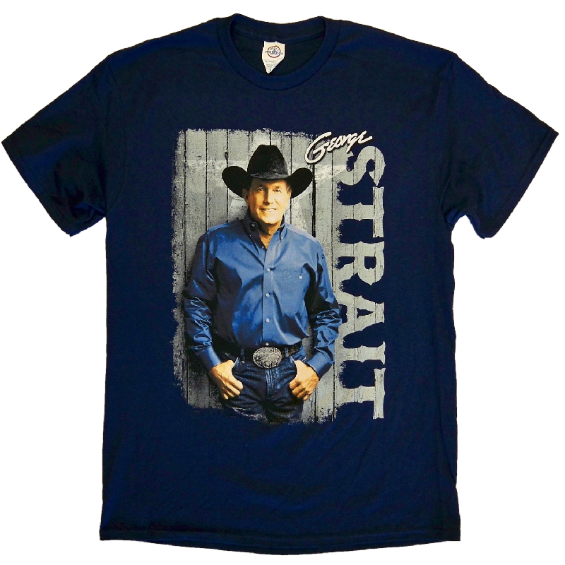 George Strait 2014 Navy Photo Tee- Cowboy Rides Away