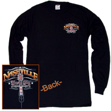 Load image into Gallery viewer, Nashville Long Sleeve Black Tee- Front Left Chest
