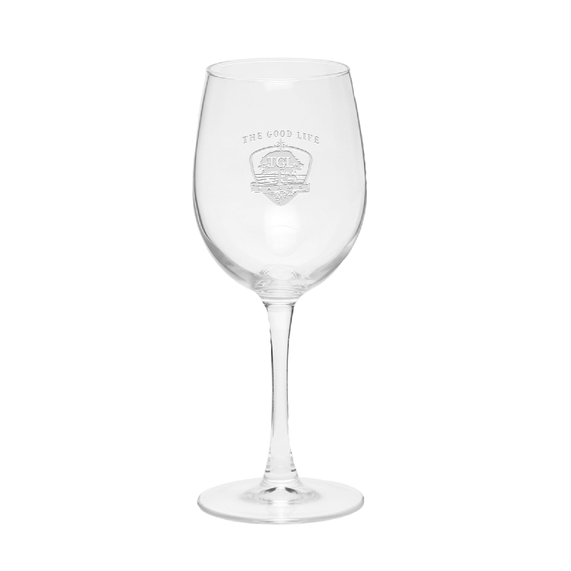 TGL Farms etched wine glass