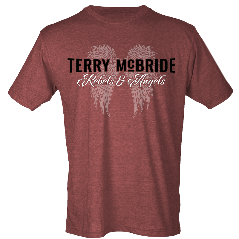 Terry McBride Heather Burgundy Rebels & Angels Tee